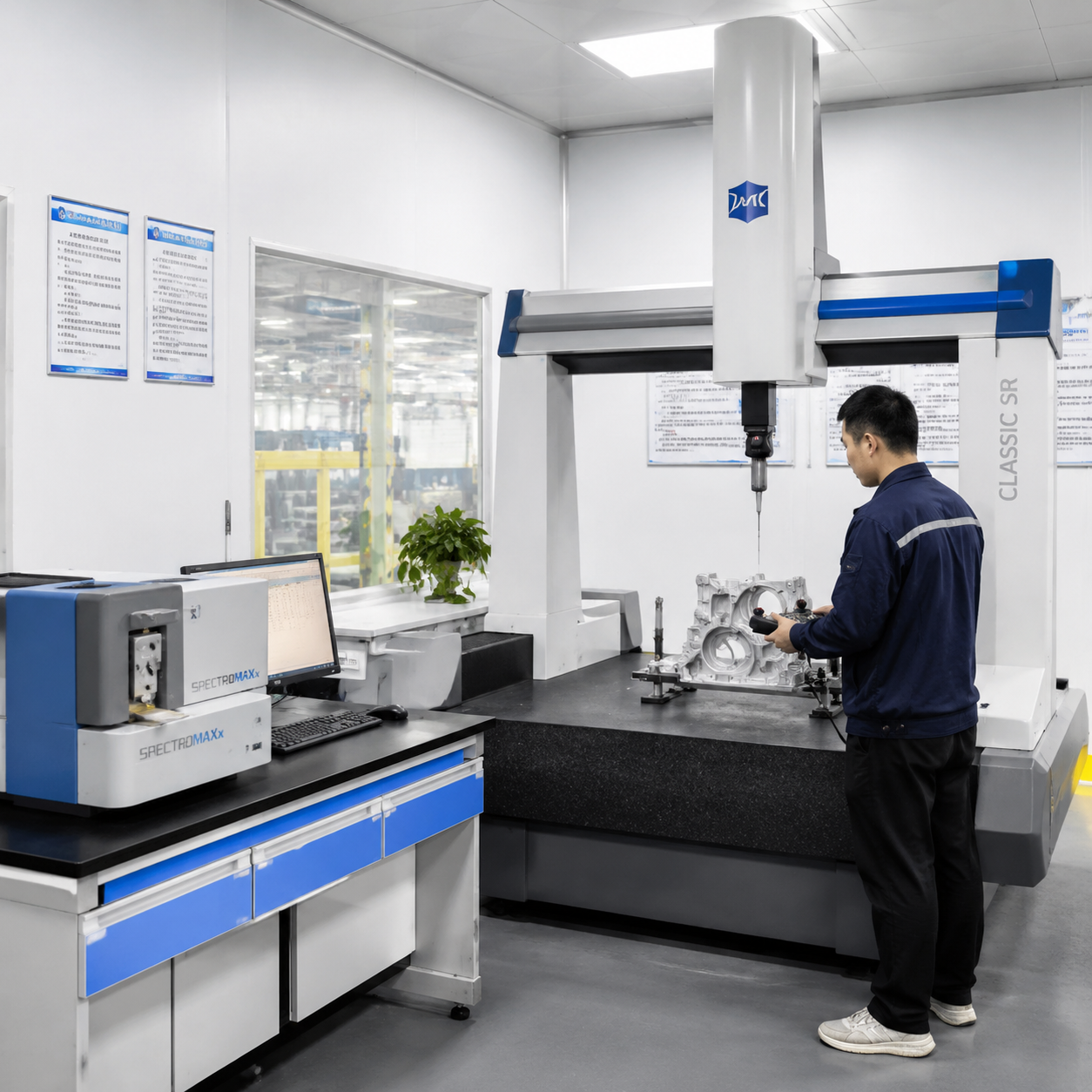 Quality control lab in an aluminum die casting factory in China