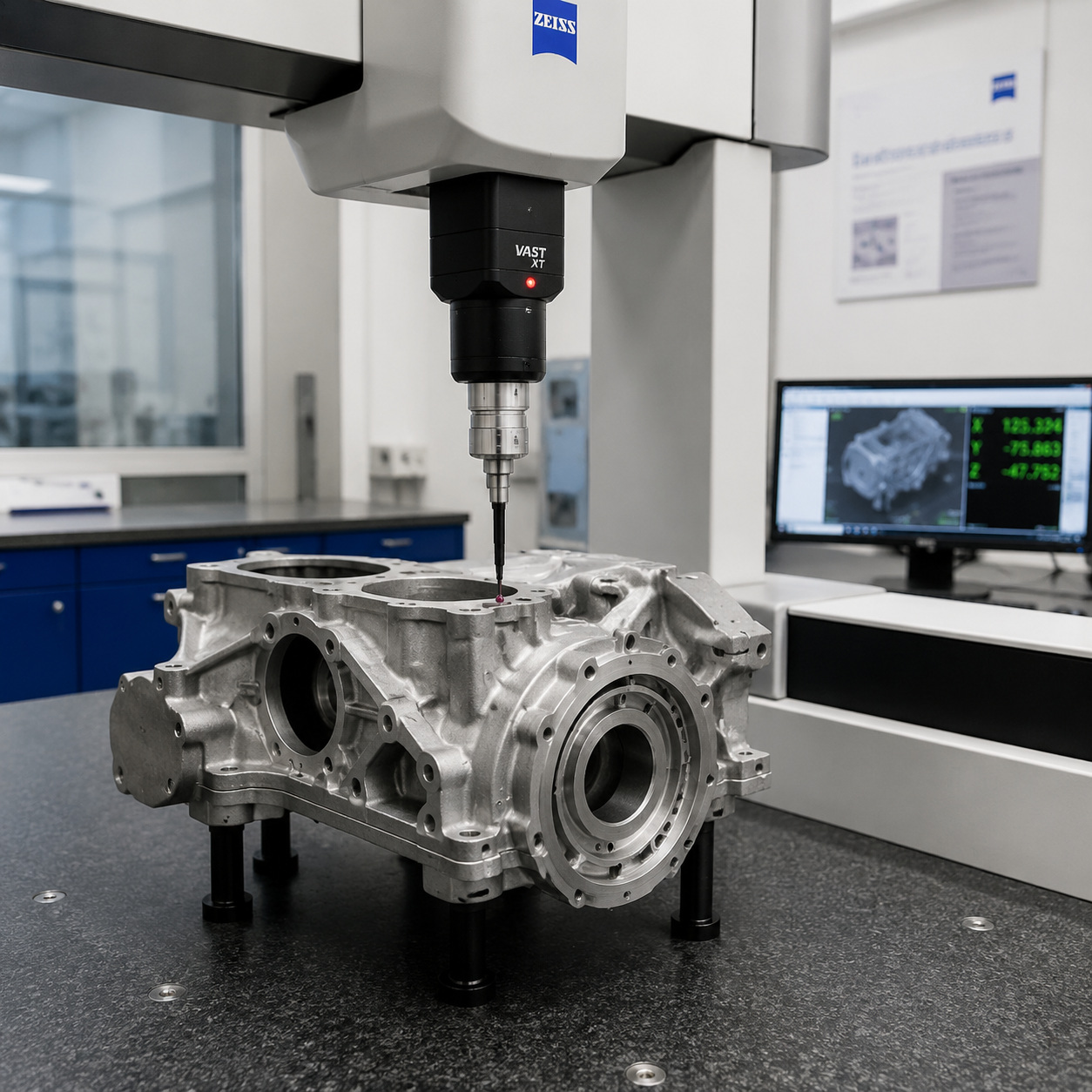CMM machine inspecting a casting for dimensional accuracy