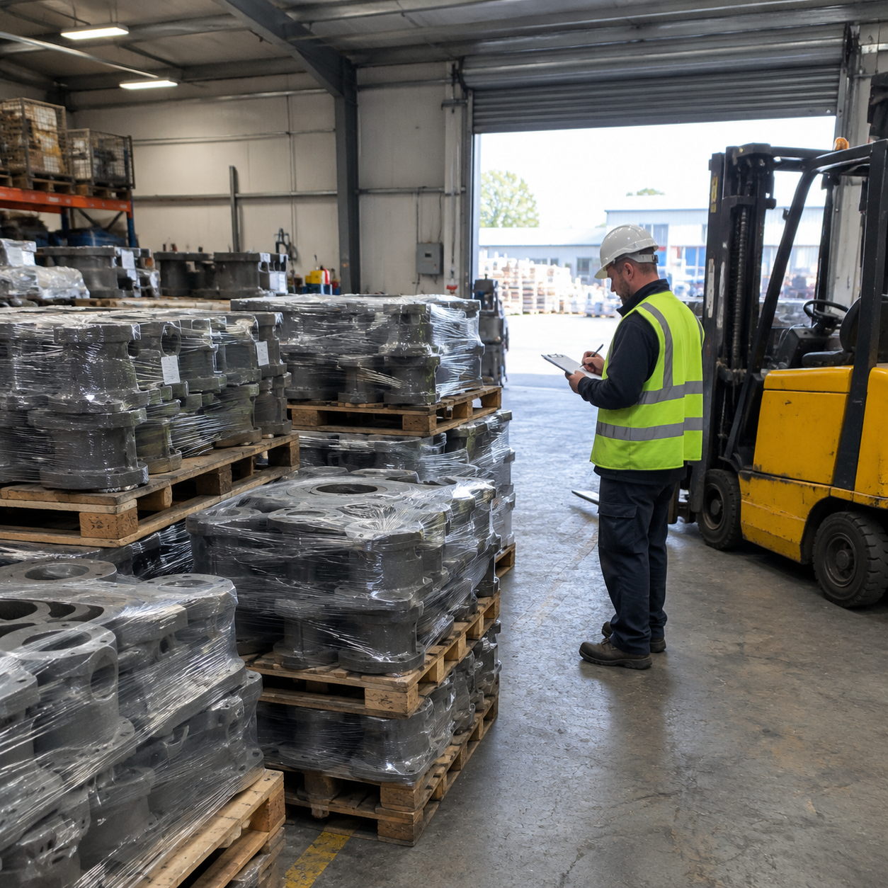 Finished castings on pallets ready for shipment