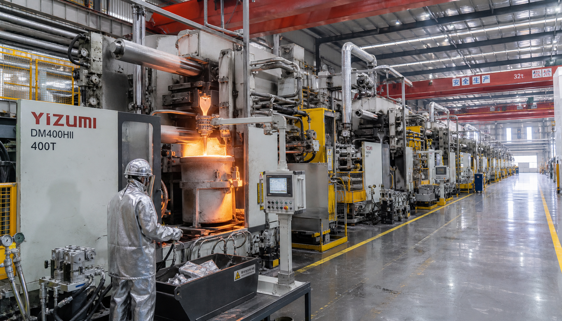 Die casting machines in a Chinese aluminum foundry