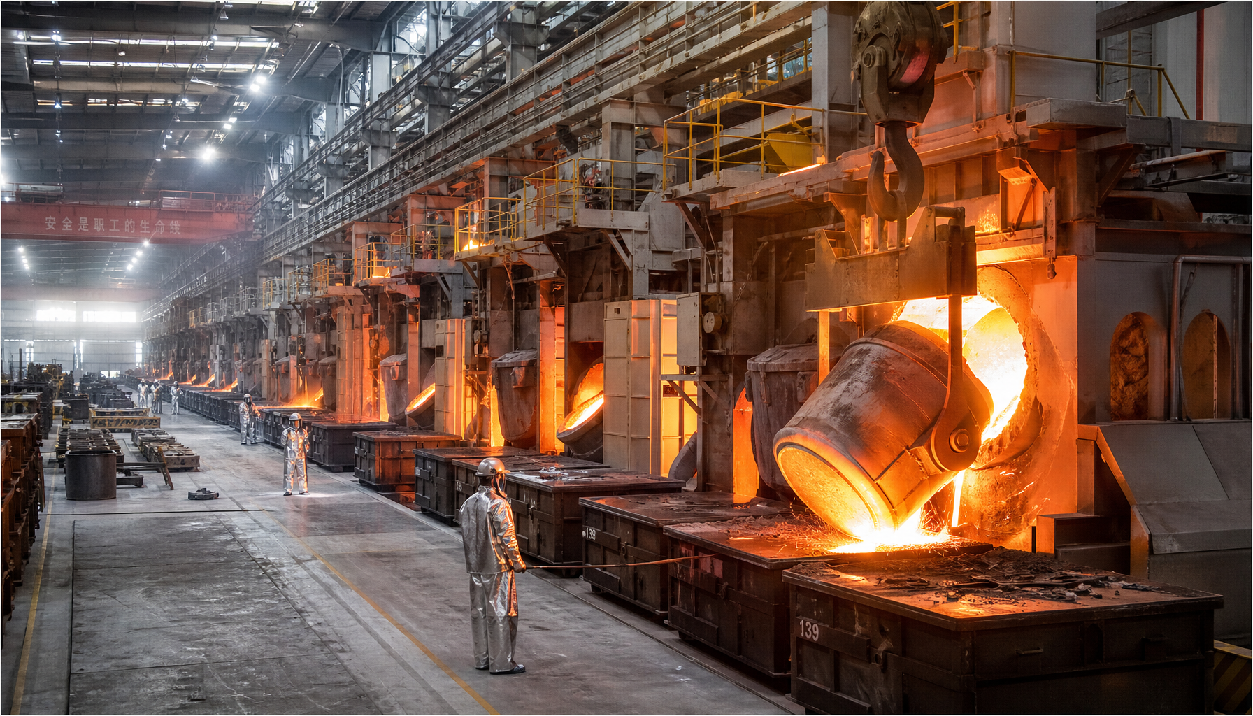Chinese iron foundry melting and pouring operations