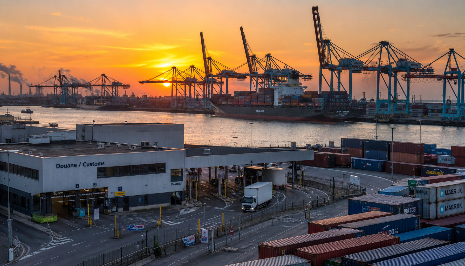 Port of Rotterdam container terminal where importers verify CBAM actual emissions data