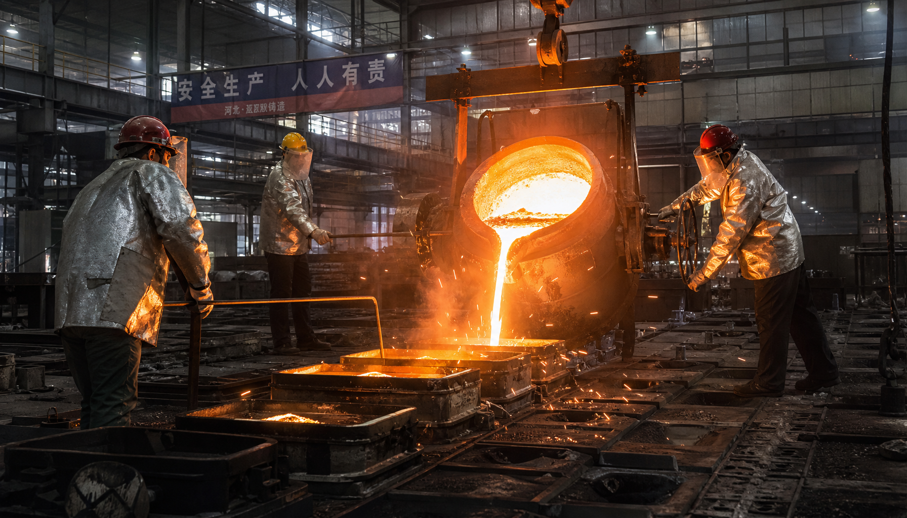 China impeller casting factory pouring floor with molten iron