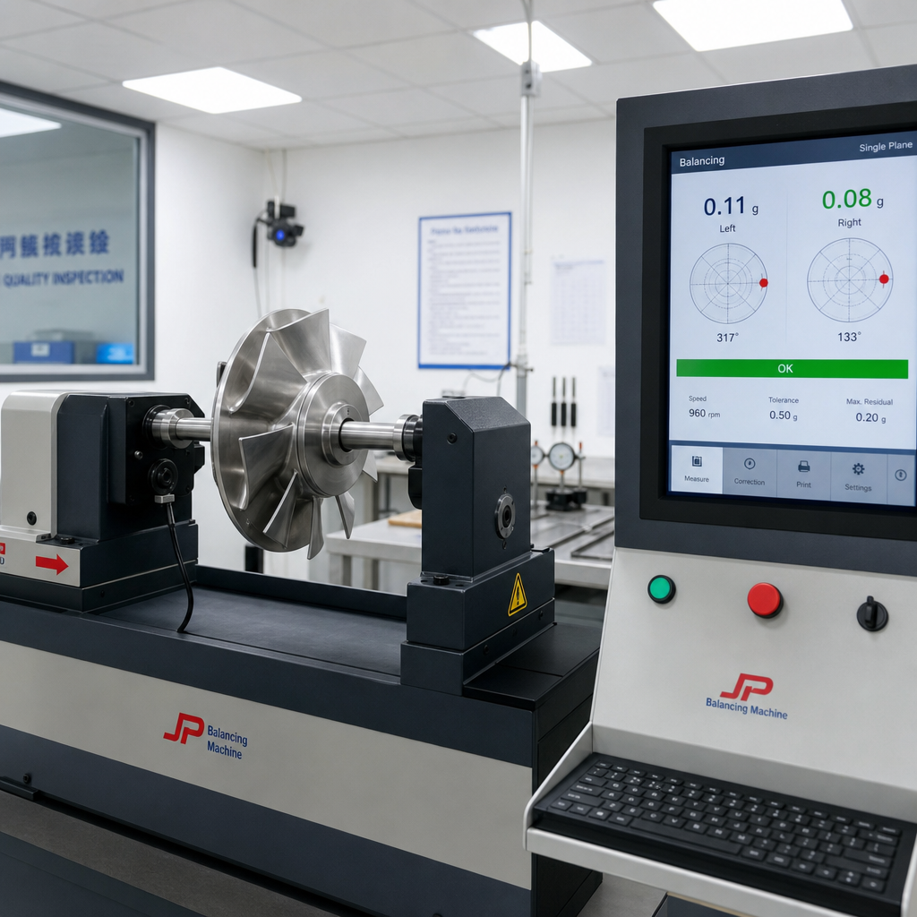 Hard-bearing balancing machine for pump impeller verification