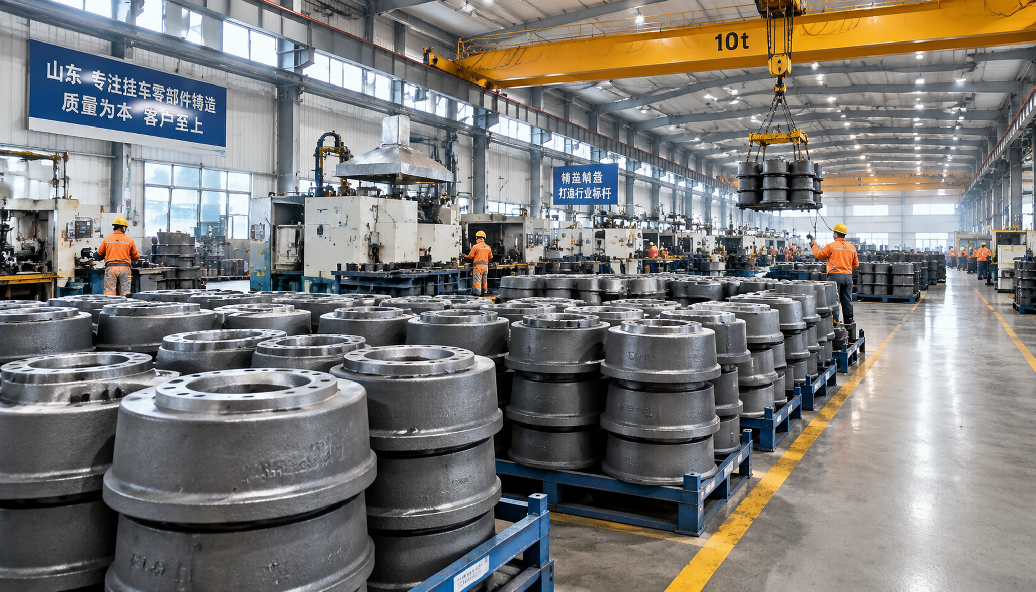 Trailer casting factory in Shandong China with brake drums on pallets
