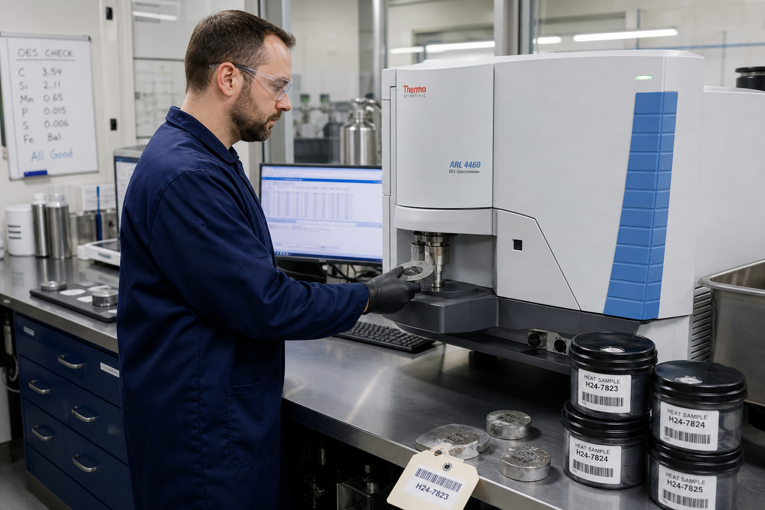 Optical emission spectrometer in foundry lab