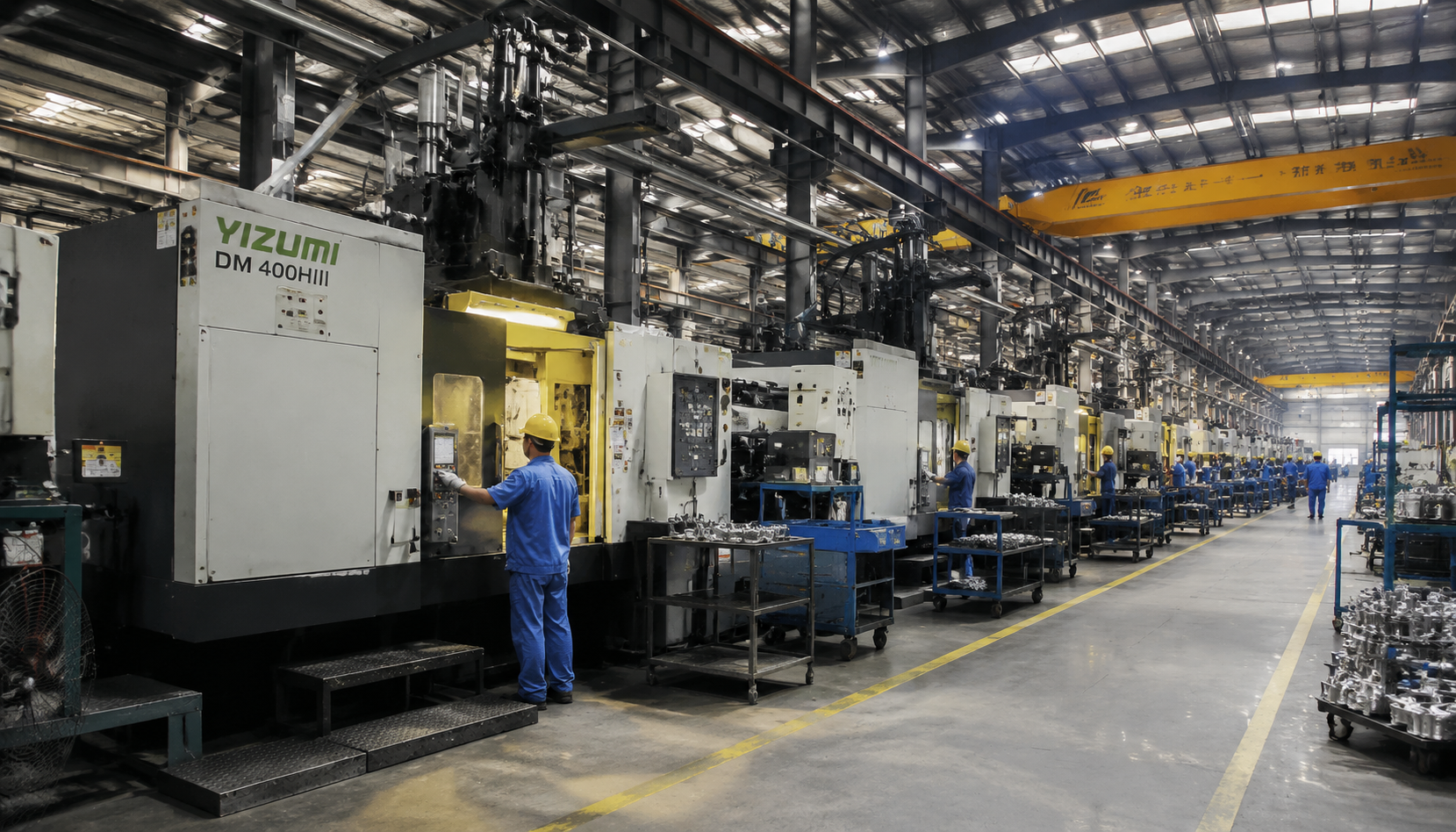 Large aluminum die casting factory floor in Guangdong, China