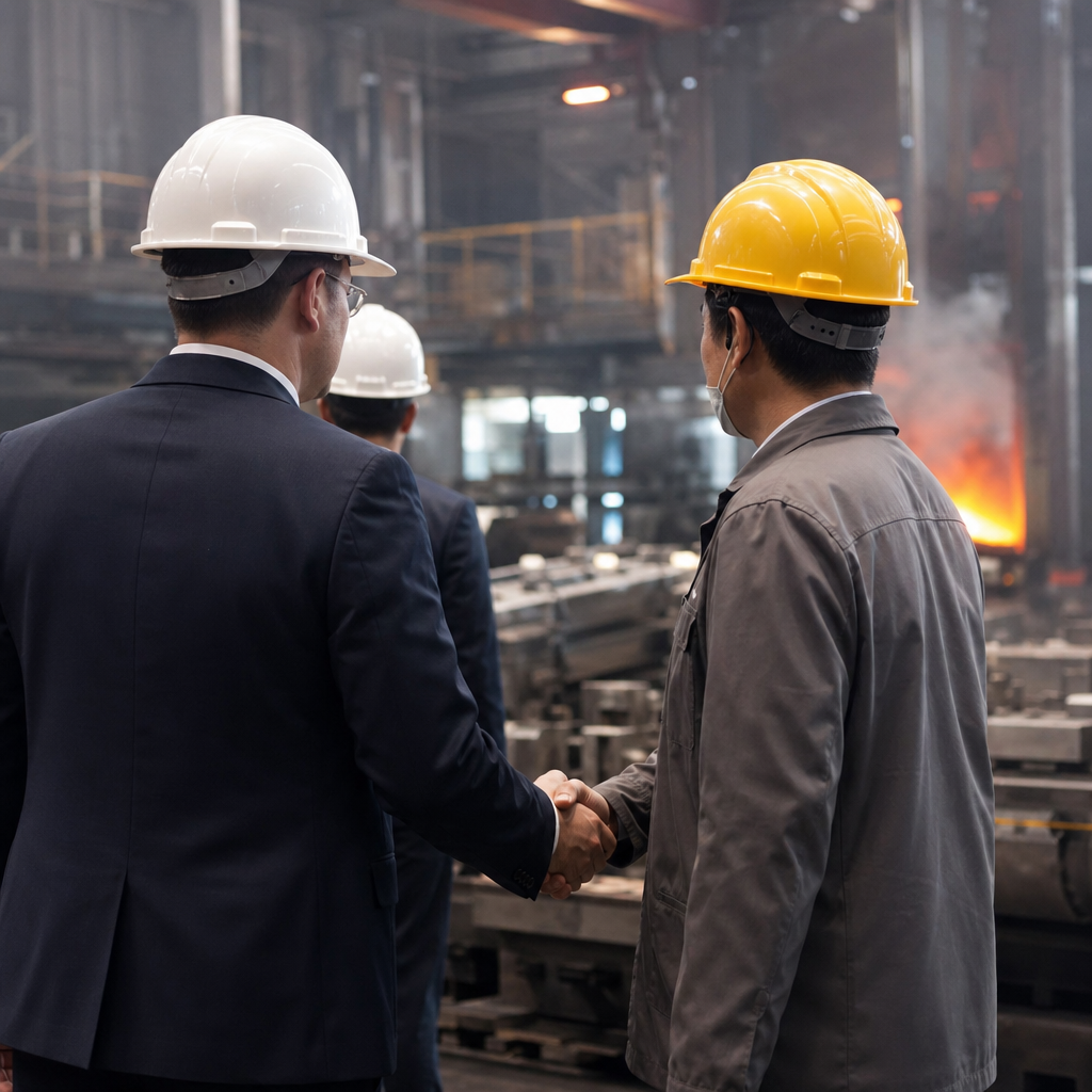 Business meeting for evaluating Chinese foundry suppliers