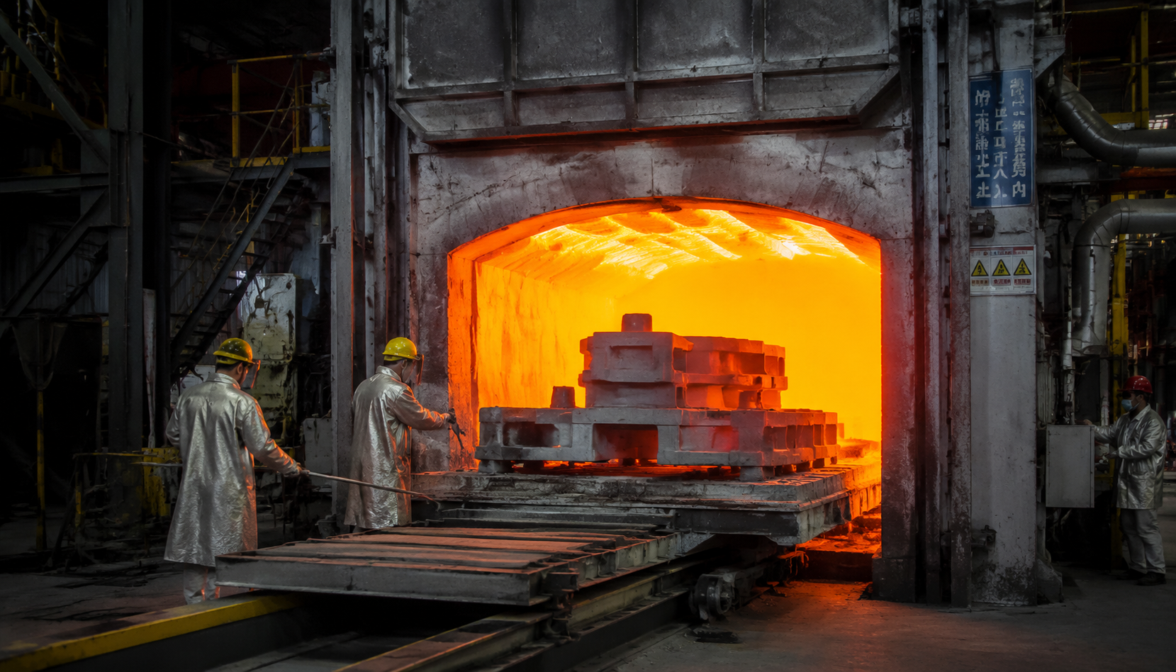 Heat treatment furnace in casting foundry