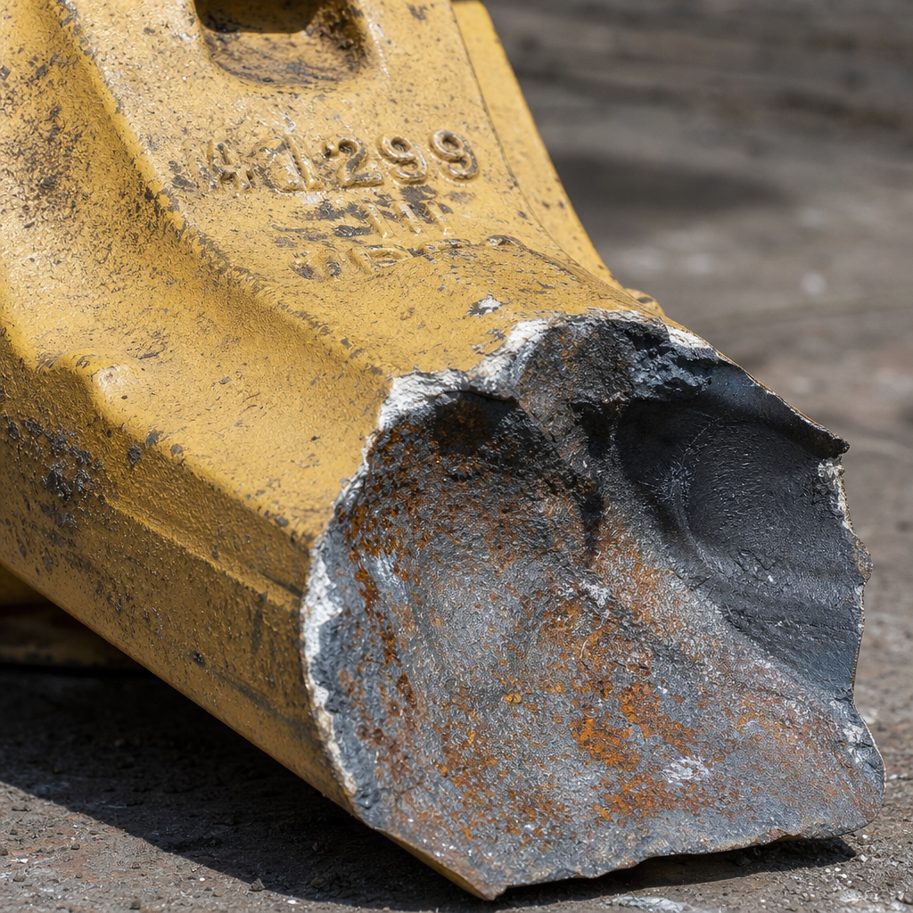 Cracked excavator bucket tooth casting
