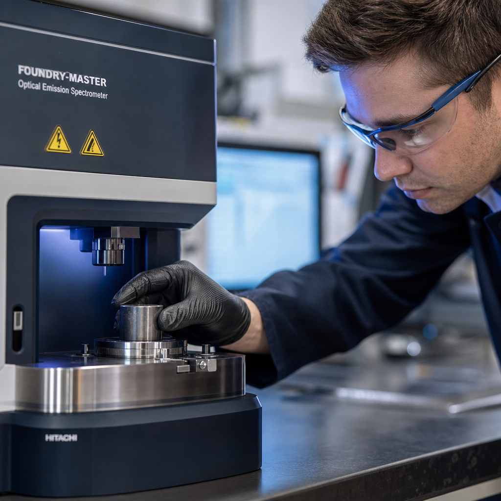 Optical emission spectrometer analysis in a foundry quality lab