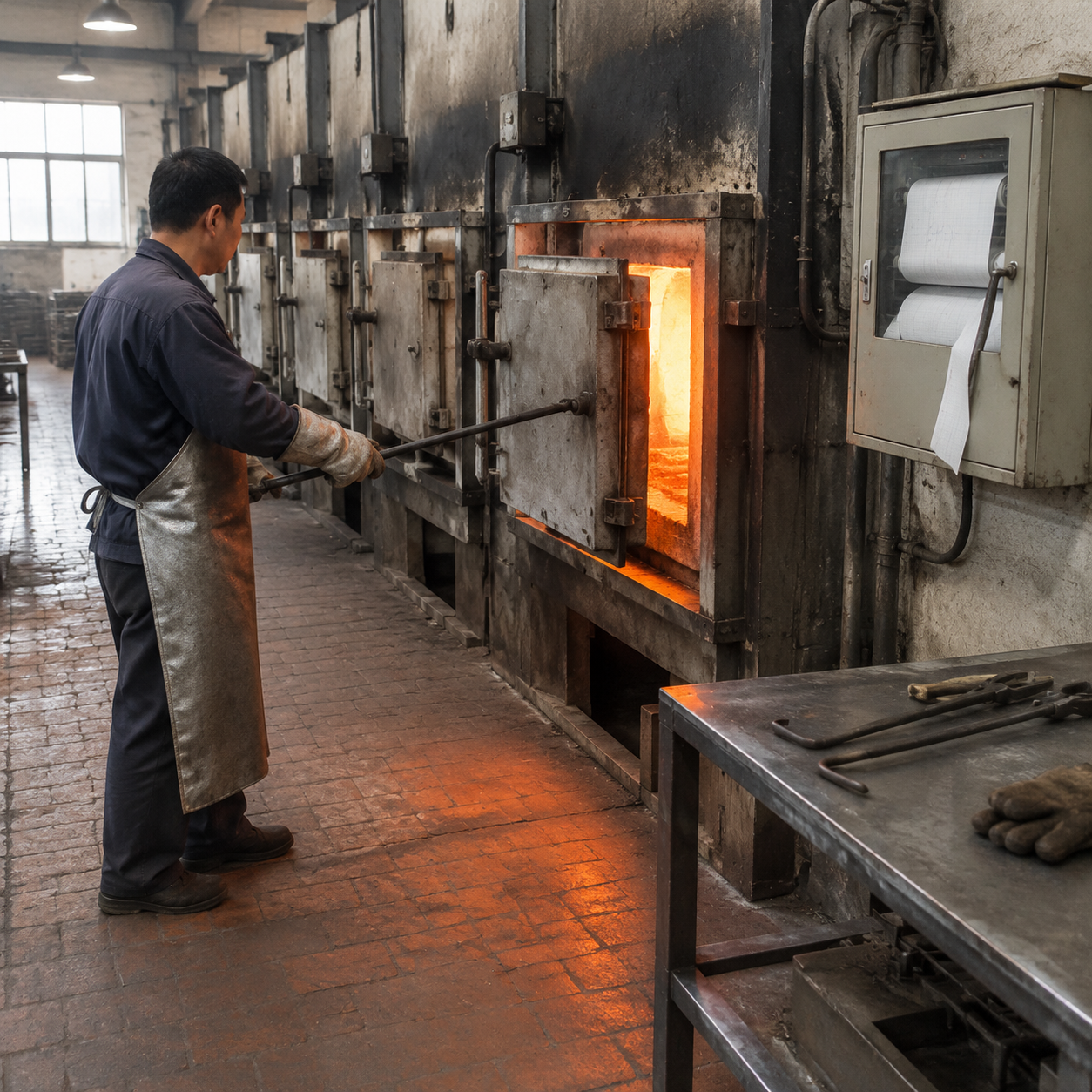 Heat treatment furnaces at a Chinese metal casting plant