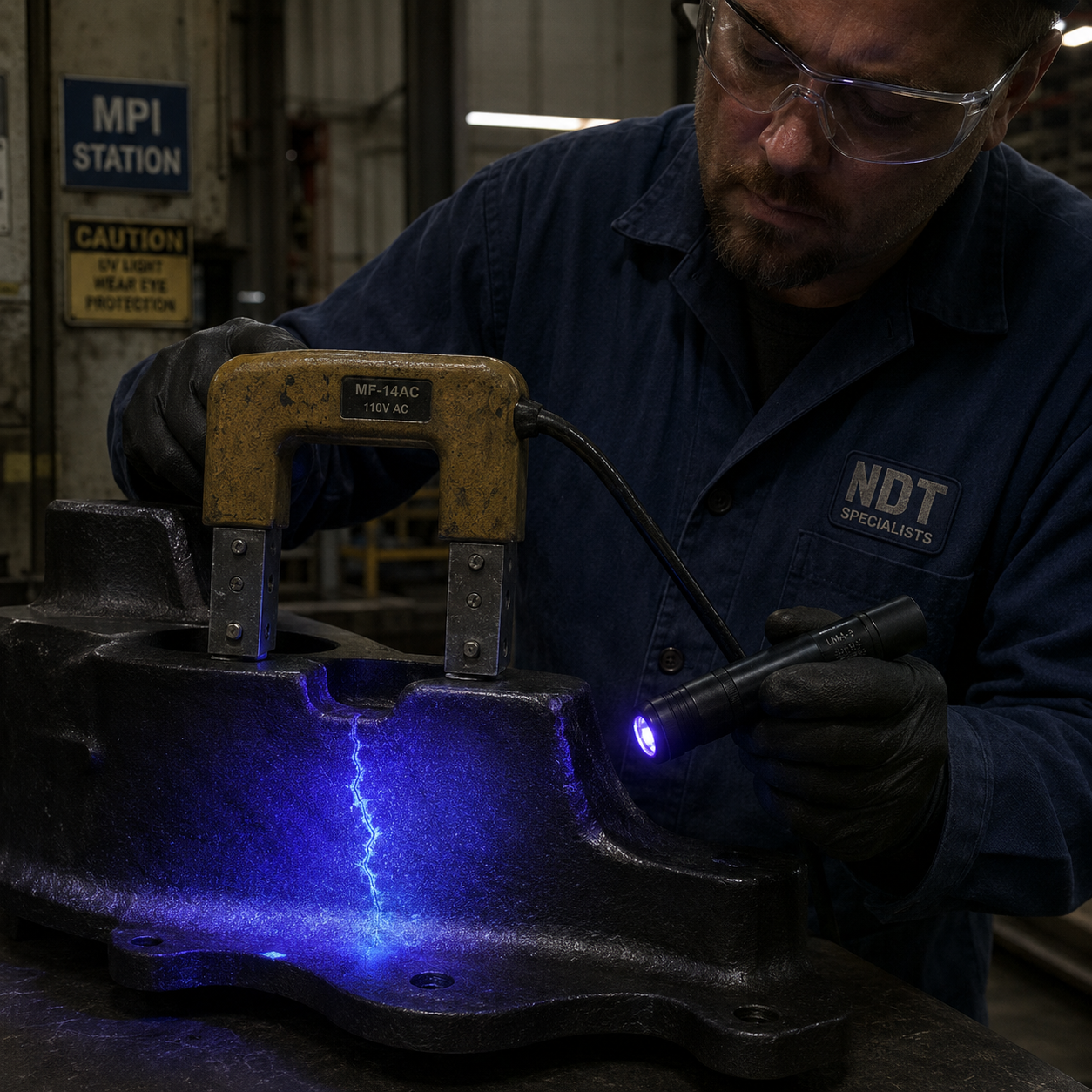 Live MPI inspection on a production casting