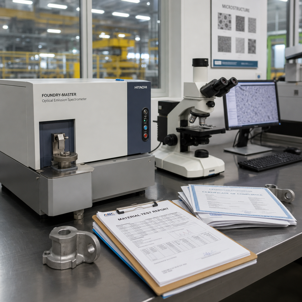 Spectrometer and material test reports in a foundry lab