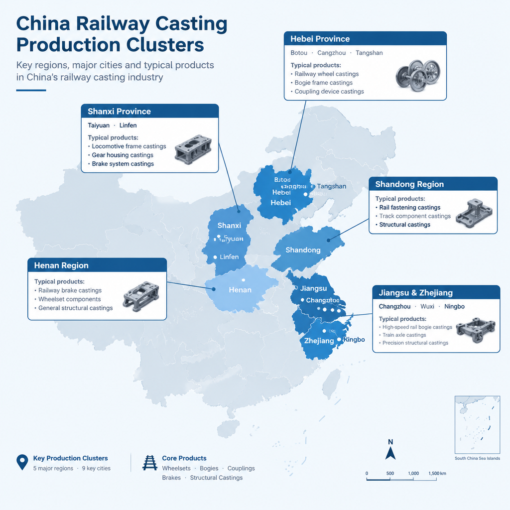 Map of Chinese railway casting production clusters
