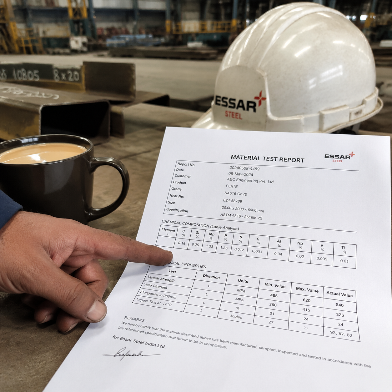 Walkthrough of an MTR with chemical composition table