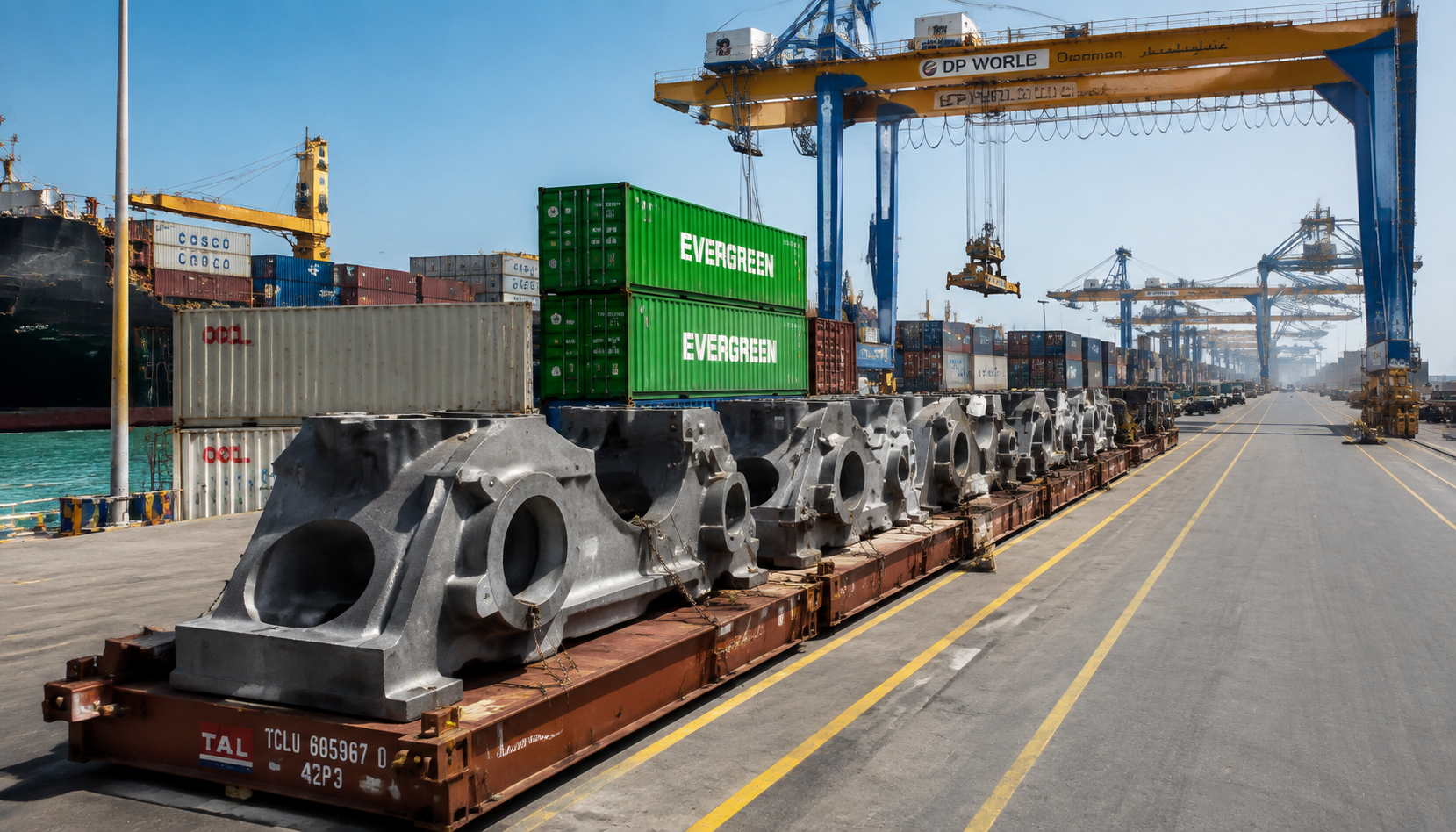 Saudi Arabia port receiving imported steel and iron castings for infrastructure projects