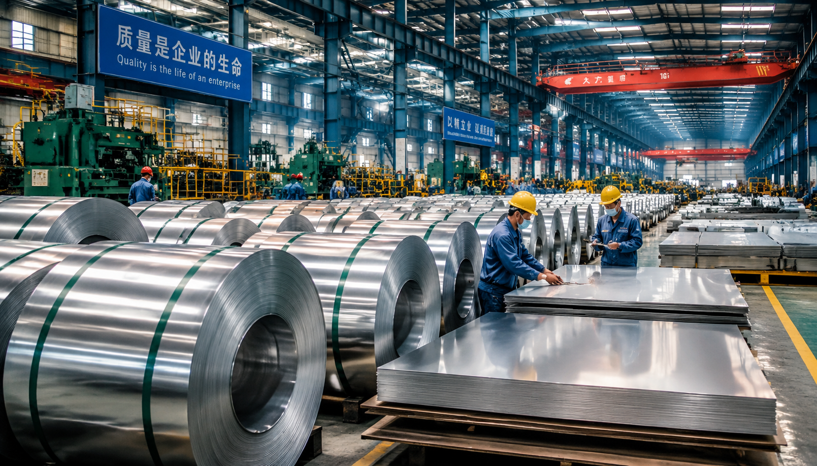 Stainless steel 304 and 316 coils in a professional fabrication workshop