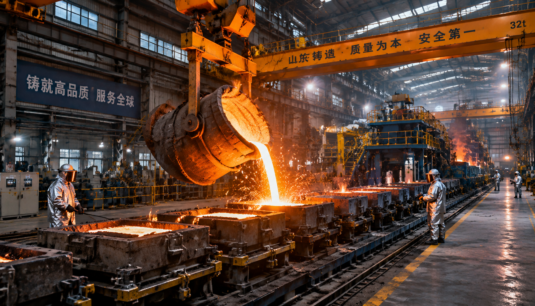 Ductile iron foundry in Shandong China pouring trailer castings