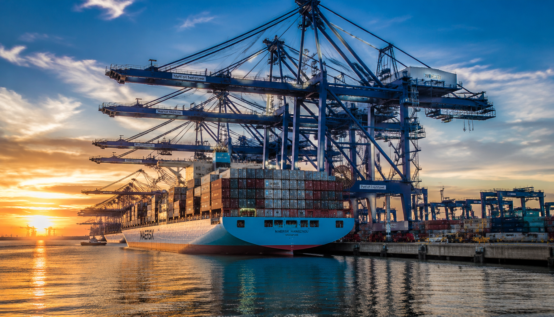 Port of Felixstowe containers and shipping cranes