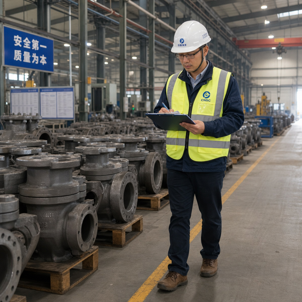 Procurement engineer auditing a Chinese valve casting foundry