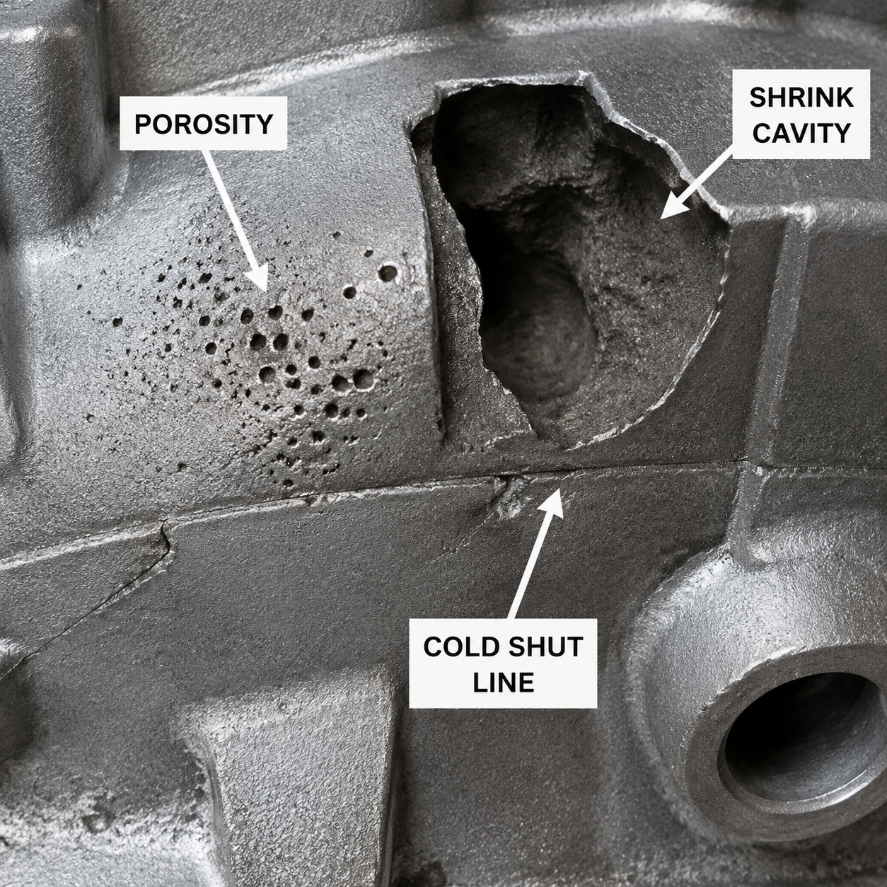 Common casting defects porosity shrinkage cold shut